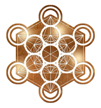 metatron cube geometry holy gold copper platonic