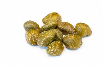 Alcaparrones Capers pickled isolated on white background