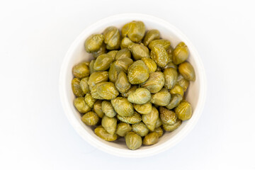 Alcaparrones Capers pickled isolated on white background