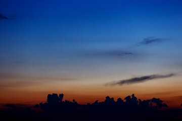 Silhouette of clouds in the sky. Before the sun rises.