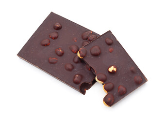 Broken bar of chocolate.