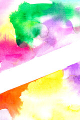 Vibrant Abstract  Watercolour Rainbow Paint On White Background