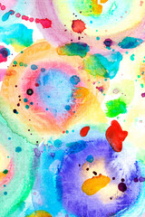 Fototapeta na wymiar Vibrant Abstract Watercolour Rainbow Paint On White Background