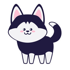 Cute little husky dog isolated on a white background. Print for poster or t-shirt. Vector illustration