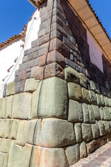 Peru, Cuzco. Old Inka wall. Perfectly fitting .