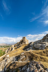 Fototapeta na wymiar Fortress of Van, first built by Urartian Kingdom, the ancient Armenians. The fortification and the town below it was deserted after the Van rebellion and Turkish genocide of Armenians.