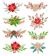 Vector winter floral elements