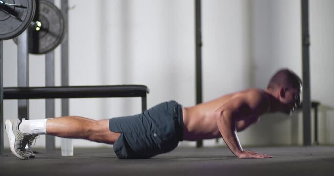 exercise in the gym with pushups