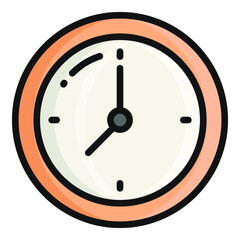 clock flat outline icon, school and education icon