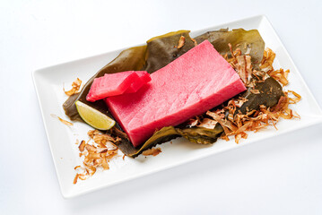 tuna fillet on the kombu seaweed