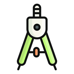 compass flat outline icon, school and education icon