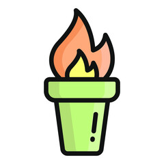 torch flat outline icon, school and education icon