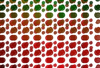 Light Green, Red vector pattern with curved circles.