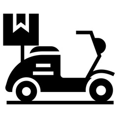 Icon of scooter delivery in solid design