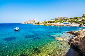 Fototapeta premium Leros Island coastline view in Greece