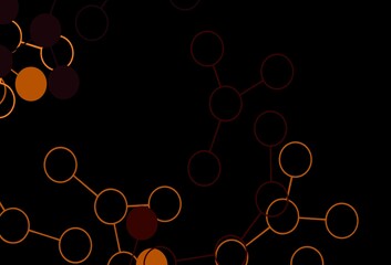 Dark Orange vector background with forms of artificial intelligence.