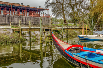 Fototapeta na wymiar Fishing village of Escaroupim, Portugal. Old fishing village in the margin of the Tagus river 