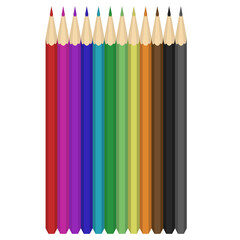 Set of colored pencils isolated on white background. Multi-colored, 3D pencils. Vector illustration