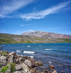 Caviahue lake, Patagonia, Neuqen. Land of dinosaurs. Provincial Park of Copahue.