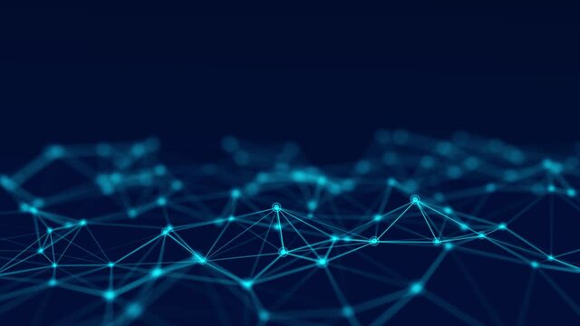 Digital dynamic wave. Abstract futuristic background with dots and lines. Big data visualization. 3D rendering.