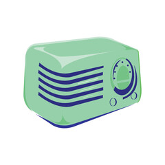 illustration of vintage antique radio on white background