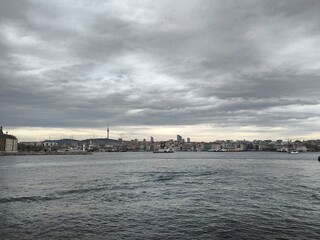 panorama of istanbul turkey winter gulf strait bosfor 