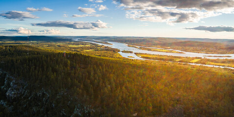 Panoramic view of Aavasaksa on at sunset, Finland - 398959436