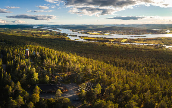Panoramic view of Aavasaksa on at sunset, Finland