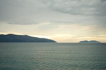 sunset in the sea clouds horizon coast Albania 