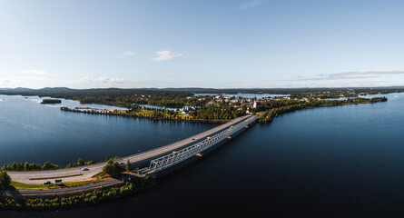 Fototapeta na wymiar View of Kemijärvi city from the air, Finland