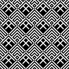 Seamless pattern. Geometric background. Chevrons, rhombuses ornament. Brackets, checks wallpaper. Curves, polygons illustration. Folk motif. Textile print, web design, abstract backdrop. Vector art.