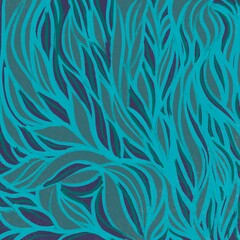 Fototapeta na wymiar Sfondo azzurro turchese floreale quadrato texture foglie