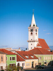 Fototapeta premium Village of Rust with bell tower of local church in Burgenland