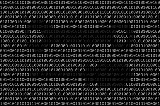 Silhouette of wrench and screwdriver made from binary symbols
