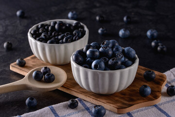 Fresh blueberry on black backround