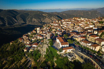 Fototapeta na wymiar Scenic view of Arachova Village. Parnassos Mountain, Greece.