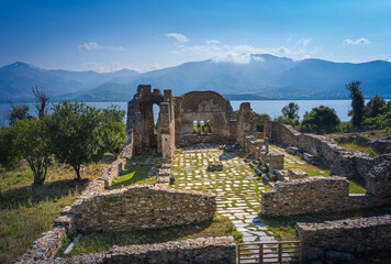 The byzantine basilica of Agios Achilios (Saint Achilles), in Small Prespa lake, Greece