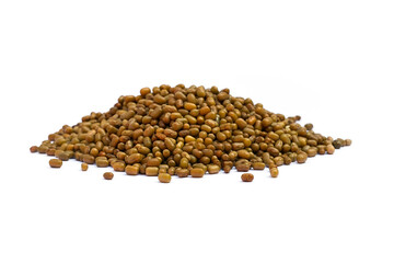 Moth beans or matki beans (Vigna aconitifolia), is a indian food. heap on white background