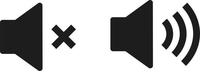 Audio speaker volume on line art icons for apps and websites