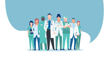 Vector of a medical staff, group of doctors and nurses - obrazy, fototapety, plakaty