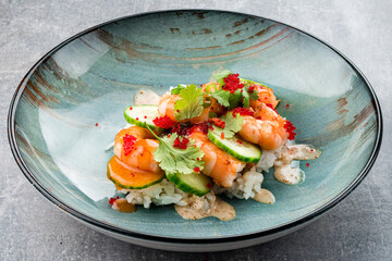 Fresh seafood Poke with shrimp