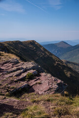 Impressive view from a Midzor mountain peak summit, the highest peak of Old mountain,2169 meters above sea level, and a view to surrounding peaks and highlands at summer
Old Mountain in Serbia, Europe