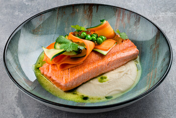 salmon steak beautifully served