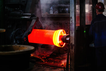 Iron pipe centrifugal pipe casting machine at the foundry