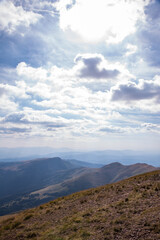 Impressive view from a Midzor mountain peak summit, the highest peak of Old mountain,2169 meters above sea level, and a view to surrounding peaks and highlands at summer
Old Mountain in Serbia, Europe