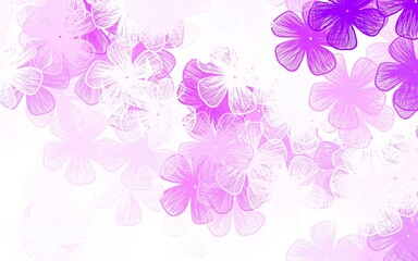 Obraz premium Light Purple vector doodle background with flowers