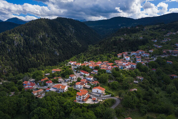 Pavliani mountainous village in the forest, Greece