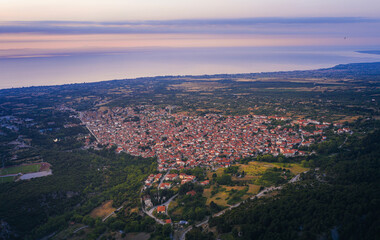 Litohoro village, beneath the Mount Olympus. Pieria, Greece