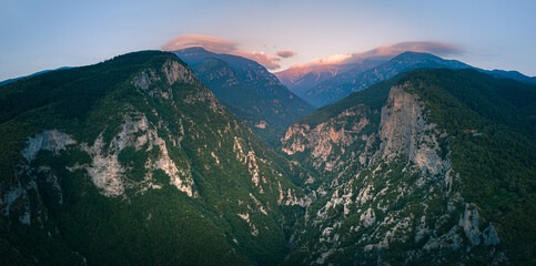 he Mount Olympus near Litochoro. Pieria, Greece