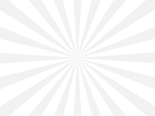 Sunlight rays gray and white color burst background. Sun beam ray sunburst wallpaper. Retro bright backdrop. Vintage grey poster vector illustration